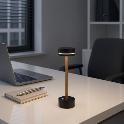 LED Stmívatelná nabíjecí stolní lampa SAM LED/5W/5V černá/zlatá