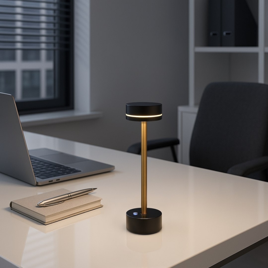 LED Stmívatelná nabíjecí stolní lampa SAM LED/5W/5V černá/zlatá