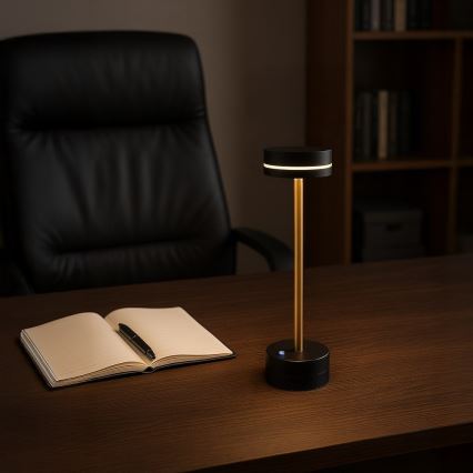 LED Stmívatelná nabíjecí stolní lampa SAM LED/5W/5V černá/zlatá