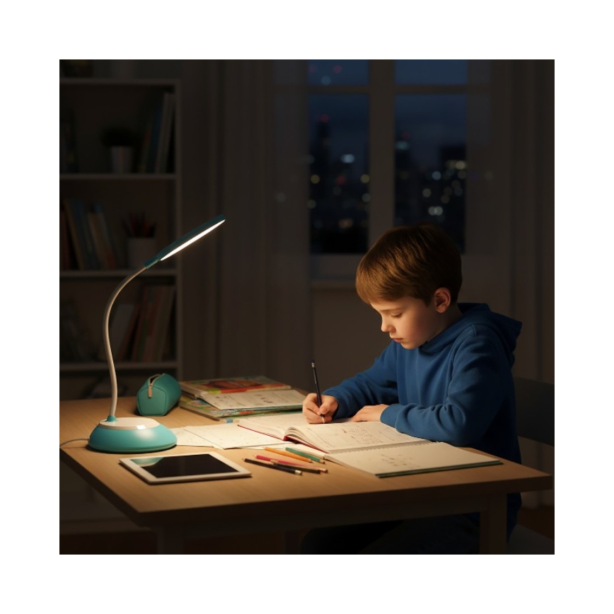 LED Stmívatelná nabíjecí stolní lampa VISUA LED/5W/5V 3000-5000K 1200 mAh modrá