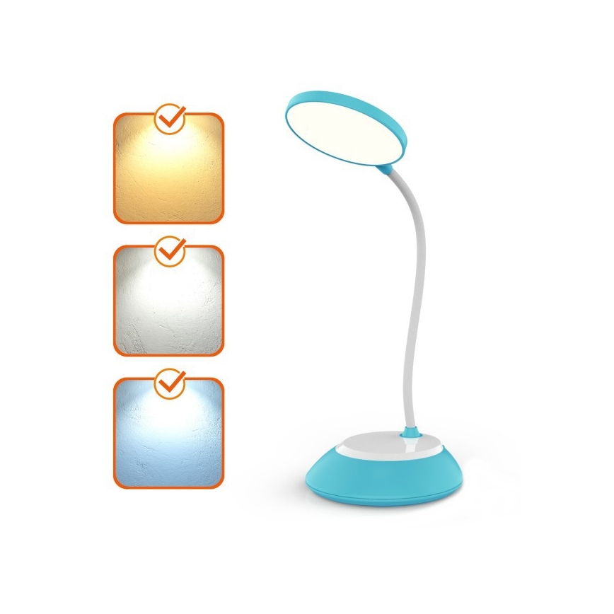 LED Stmívatelná nabíjecí stolní lampa VISUA LED/5W/5V 3000-5000K 1200 mAh modrá