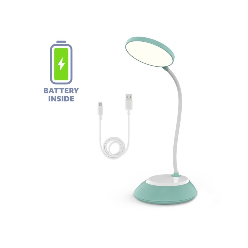 LED Stmívatelná nabíjecí stolní lampa VISUA LED/5W/5V 3000-5000K 1200 mAh tyrkysová