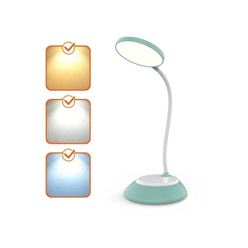 LED Stmívatelná nabíjecí stolní lampa VISUA LED/5W/5V 3000-5000K 1200 mAh tyrkysová