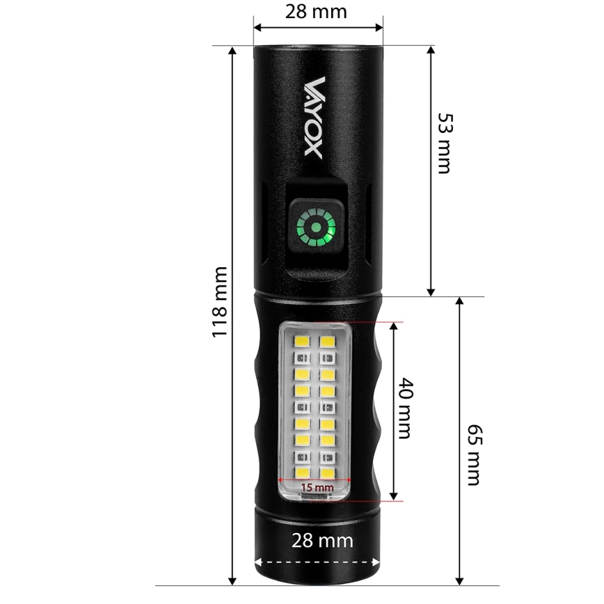 LED Stmívatelná nabíjecí svítilna s červeným světlem LED/5W/5V IPX4 250 lm 2000 mAh