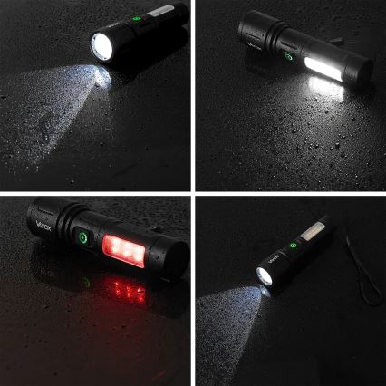 LED Stmívatelná nabíjecí svítilna s červeným světlem LED/5W/5V IPX4 260 lm 2000 mAh