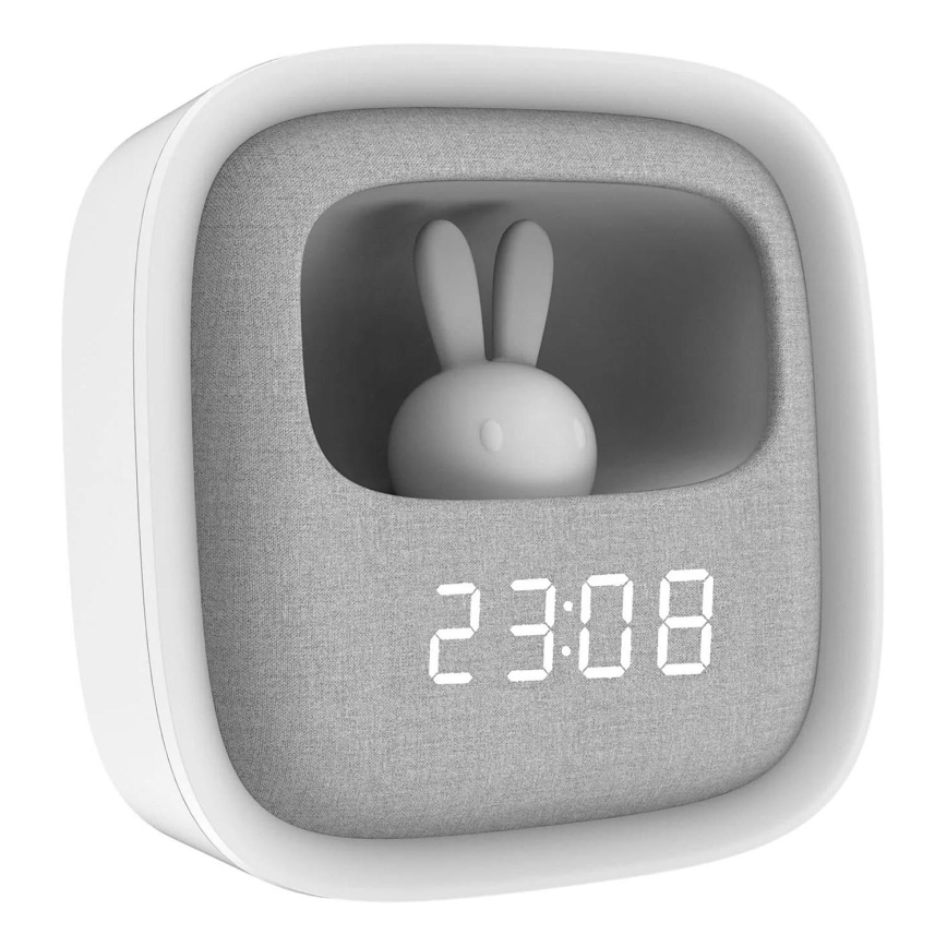 LED Stmívatelná noční lampička s budíkem BUNNY LED/1,2W/5V 3000K
