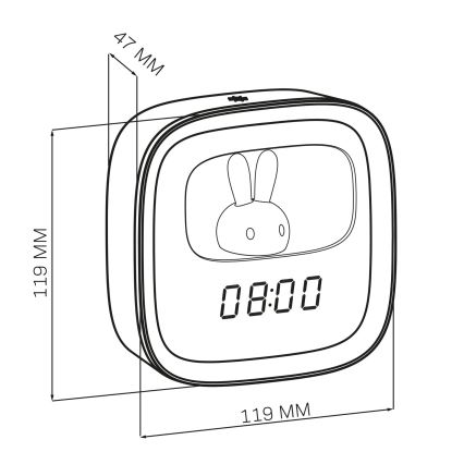 LED Stmívatelná noční lampička s budíkem BUNNY LED/1,2W/5V 3000K