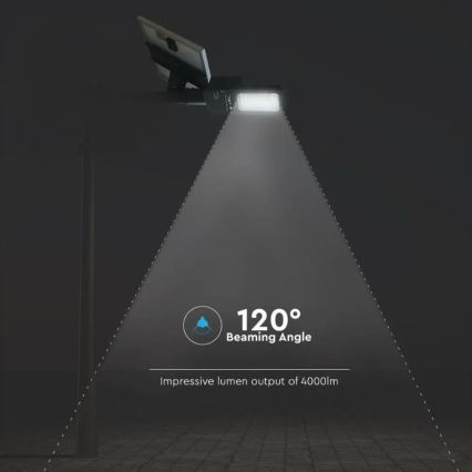 LED Stmívatelná solární pouliční lampa LED/50W/6,4V 4000K IP65 + dálkové ovládání