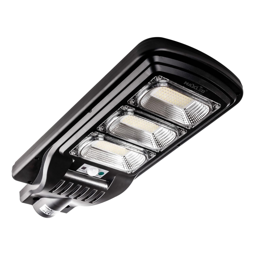 LED Stmívatelná solární pouliční lampa se senzorem LED/180W/6V 11000 mAh 6500K IP65 černá + dálkové ovládání