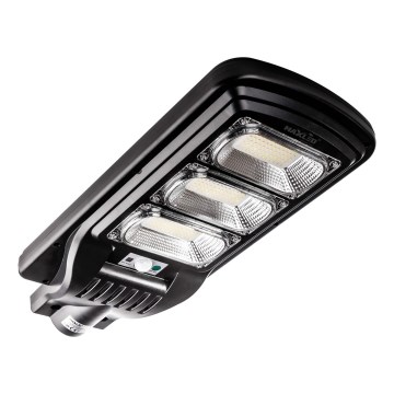 LED Stmívatelná solární pouliční lampa se senzorem LED/180W/6V 6500K IP65 černá + dálkové ovládání