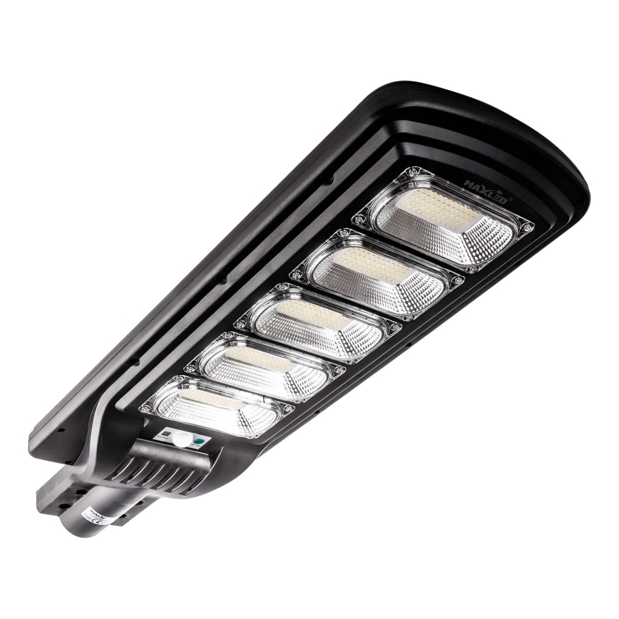 LED Stmívatelná solární pouliční lampa se senzorem LED/300W/6V 16500 mAh 6500K IP65 černá + dálkové ovládání