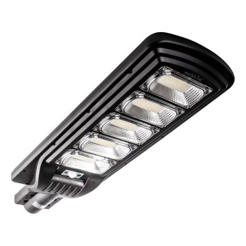 LED Stmívatelná solární pouliční lampa se senzorem LED/300W/6V 6500K IP65 černá + dálkové ovládání