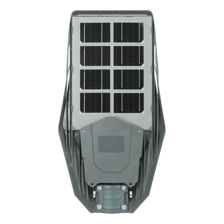 LED Stmívatelná solární pouliční lampa se senzorem pohybu a soumraku KERS LED/300W/3,2V 6500K 8000 mAh IP65 šedá + dálkové ovládání
