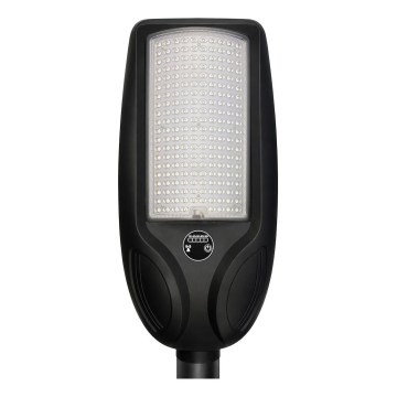 LED Stmívatelná solární pouliční lampa se senzorem VENICE LED/200W/3,2V 12000 mAh IP65 černá + dálkové ovládání