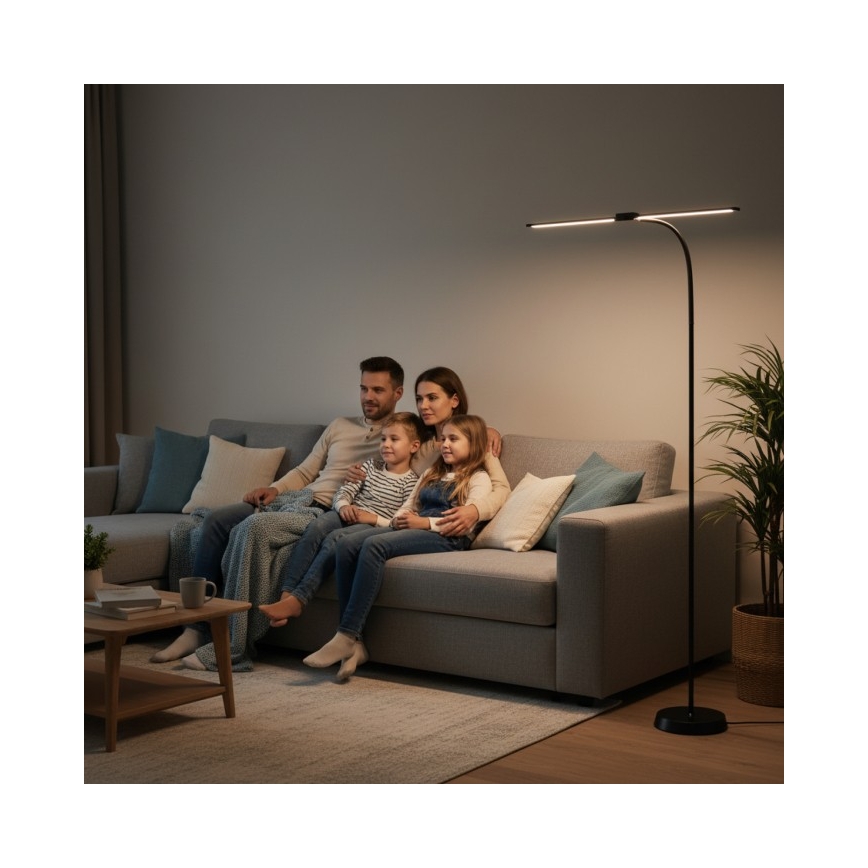 LED Stmívatelná stojací lampa TEILO LED/14W/230V 3000/4000/6000K černá