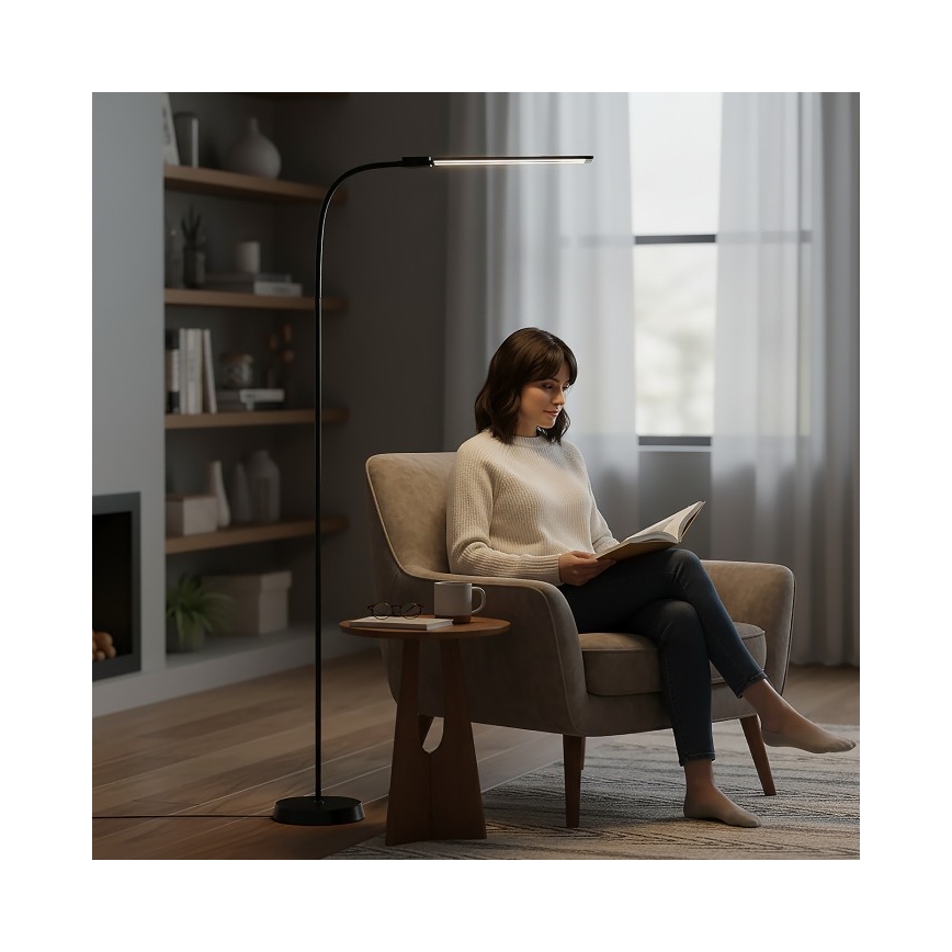 LED Stmívatelná stojací lampa TEILO LED/14W/230V 3000/4000/6000K černá