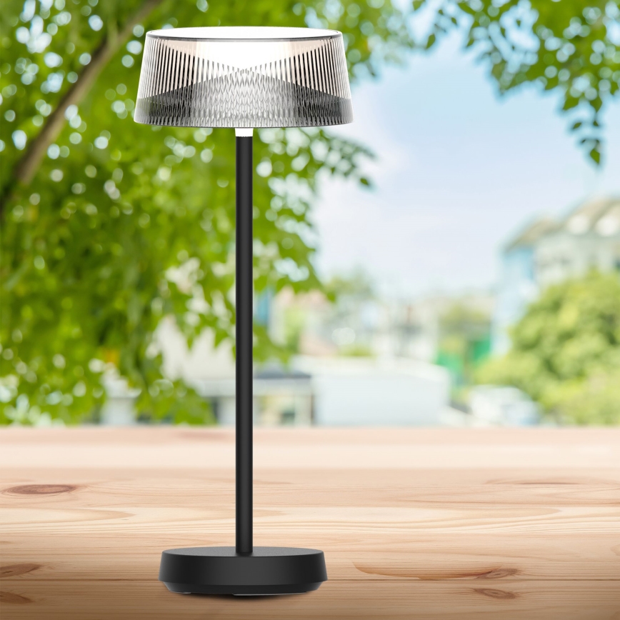 LED Stmívatelná dotyková venkovní stolní lampa CASABLANCA LED/3,4W/5V USB 3600 mAh IP44 černá