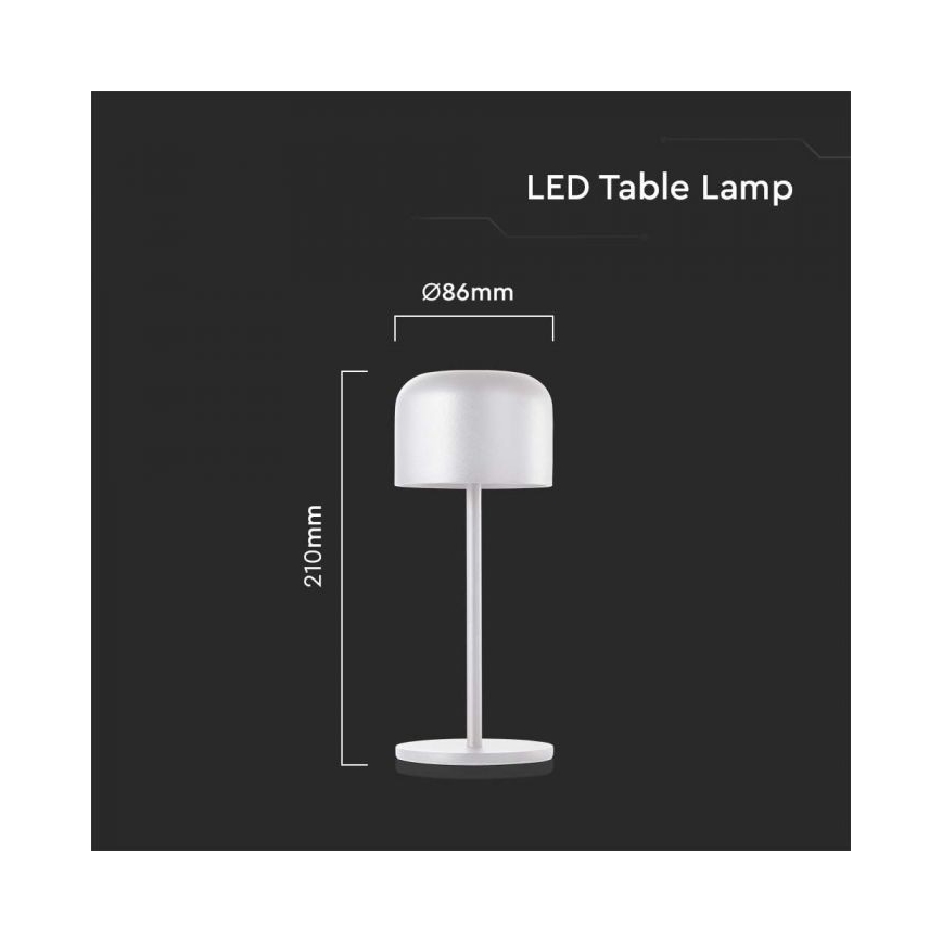 LED Stmívatelná dobíjecí dotyková stolní lampa LED/1,5W/5V 2700-5700K IP54 2200 mAh bílá