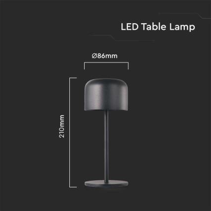 LED Stmívatelná dobíjecí dotyková stolní lampa LED/1,5W/5V 2700-5700K IP54 2200 mAh černá