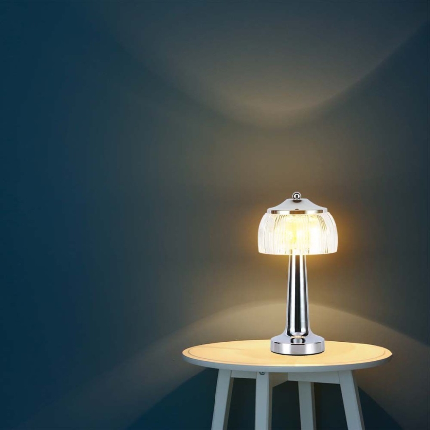 LED Stmívatelná dobíjecí dotyková stolní lampa LED/1W/5V 3000-6000K 1800 mAh lesklý chrom