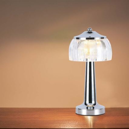 LED Stmívatelná dobíjecí dotyková stolní lampa LED/1W/5V 3000-6000K 1800 mAh lesklý chrom