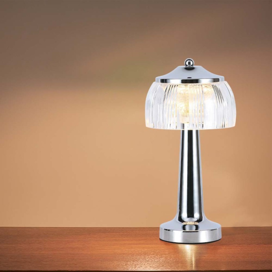 LED Stmívatelná dobíjecí dotyková stolní lampa LED/1W/5V 3000-6000K 1800 mAh lesklý chrom