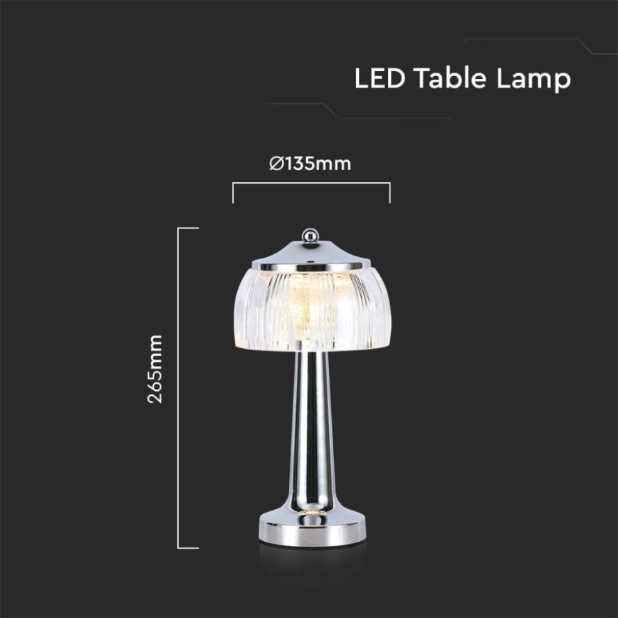 LED Stmívatelná dobíjecí dotyková stolní lampa LED/1W/5V 3000-6000K 1800 mAh lesklý chrom