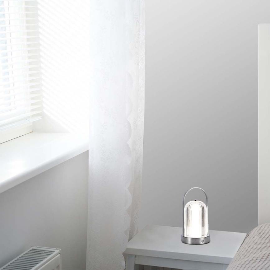 LED Stmívatelná dobíjecí dotyková stolní lampa LED/1W/5V 3000-6000K 1800 mAh matný chrom