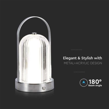 LED Stmívatelná dobíjecí dotyková stolní lampa LED/1W/5V 3000-6000K 1800 mAh matný chrom