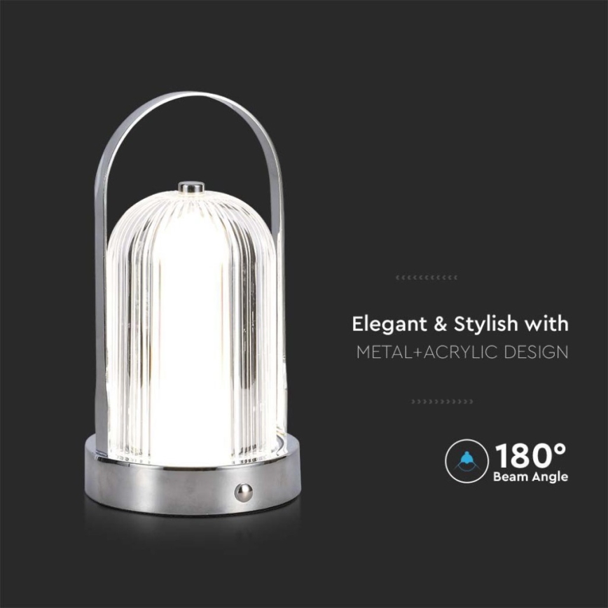LED Stmívatelná dobíjecí dotyková stolní lampa LED/1W/5V 3000-6000K 1800 mAh matný chrom