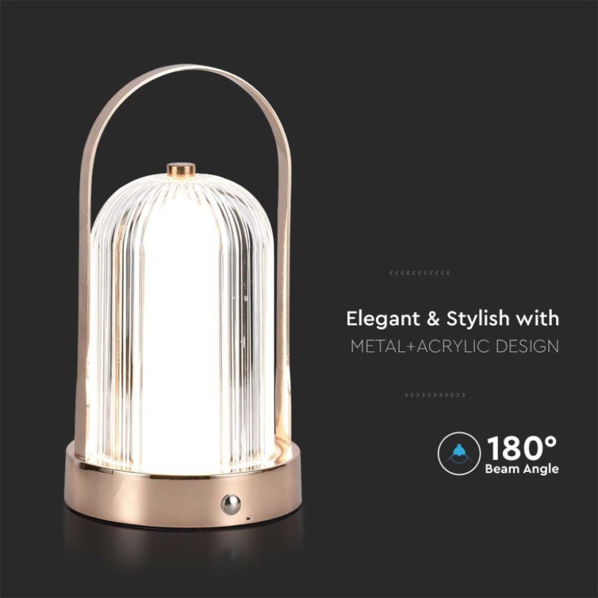 LED Stmívatelná dobíjecí dotyková stolní lampa LED/1W/5V 3000-6000K 1800 mAh měď