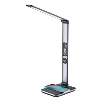 LED Stmívatelná stolní lampa LED/8,5W/230V s bezdrátovým nabíjením stříbrná