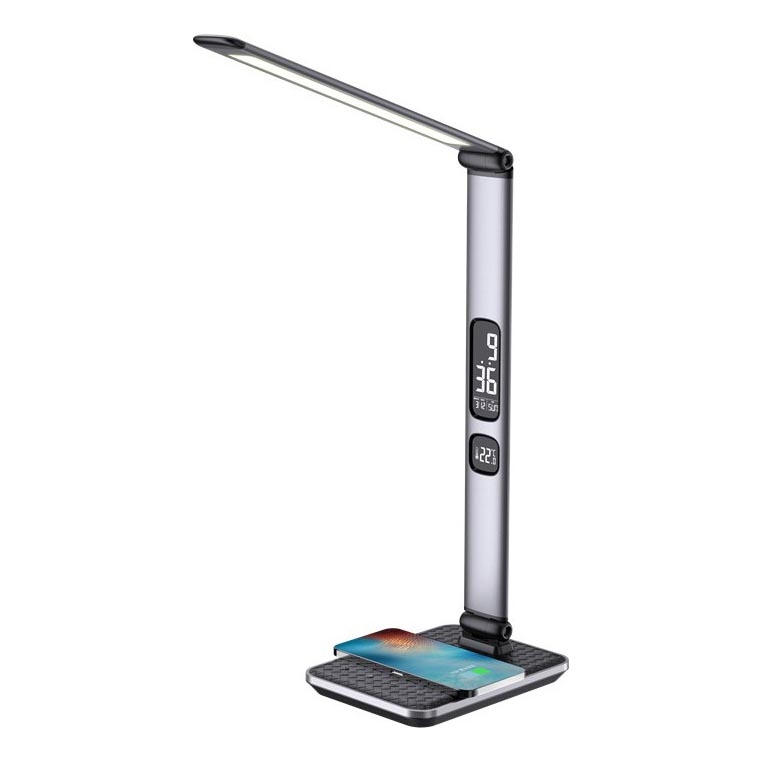 LED Stmívatelná stolní lampa LED/8,5W/230V s bezdrátovým nabíjením stříbrná