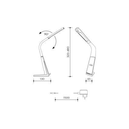 LED Stmívatelná stolní lampa s bezdrátovým nabíjením a senzorem LORD EVO LED/8W/230V 3000K/4500K/6000K bílá