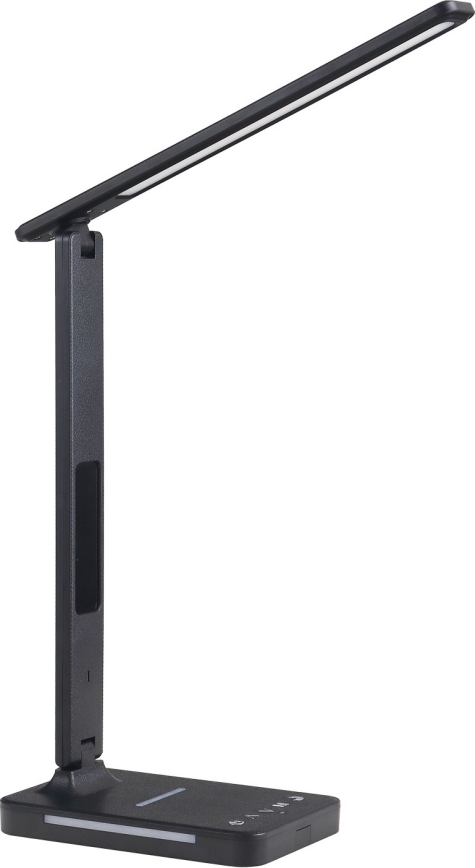 LED Stmívatelná stolní lampa s bezdrátovým nabíjením QI, displejem a USB portem LED/7W/230V 3000-6000K černá