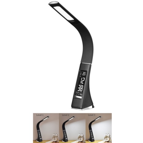 LED Stmívatelná stolní lampa s displejem LEATHER LED/7W/230V černá