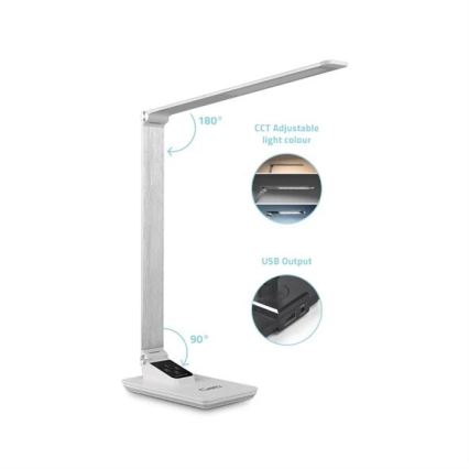 LED Stmívatelná stolní lampa s USB LED/7W/230V 3000K/4000K/5500K bílá