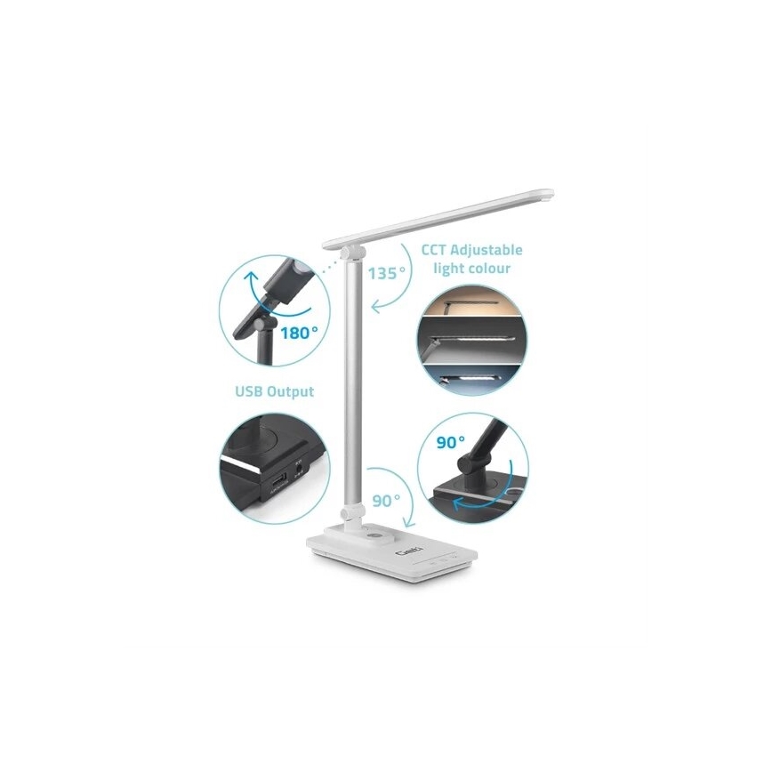 LED Stmívatelná stolní lampa s USB LED/9W/230V 3000K/4000K/5500K bílá