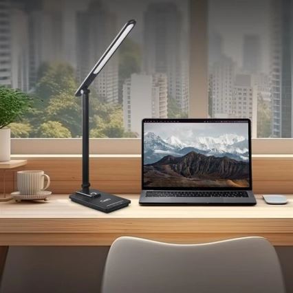 LED Stmívatelná stolní lampa s USB LED/9W/230V 3000K/4000K/5500K černá