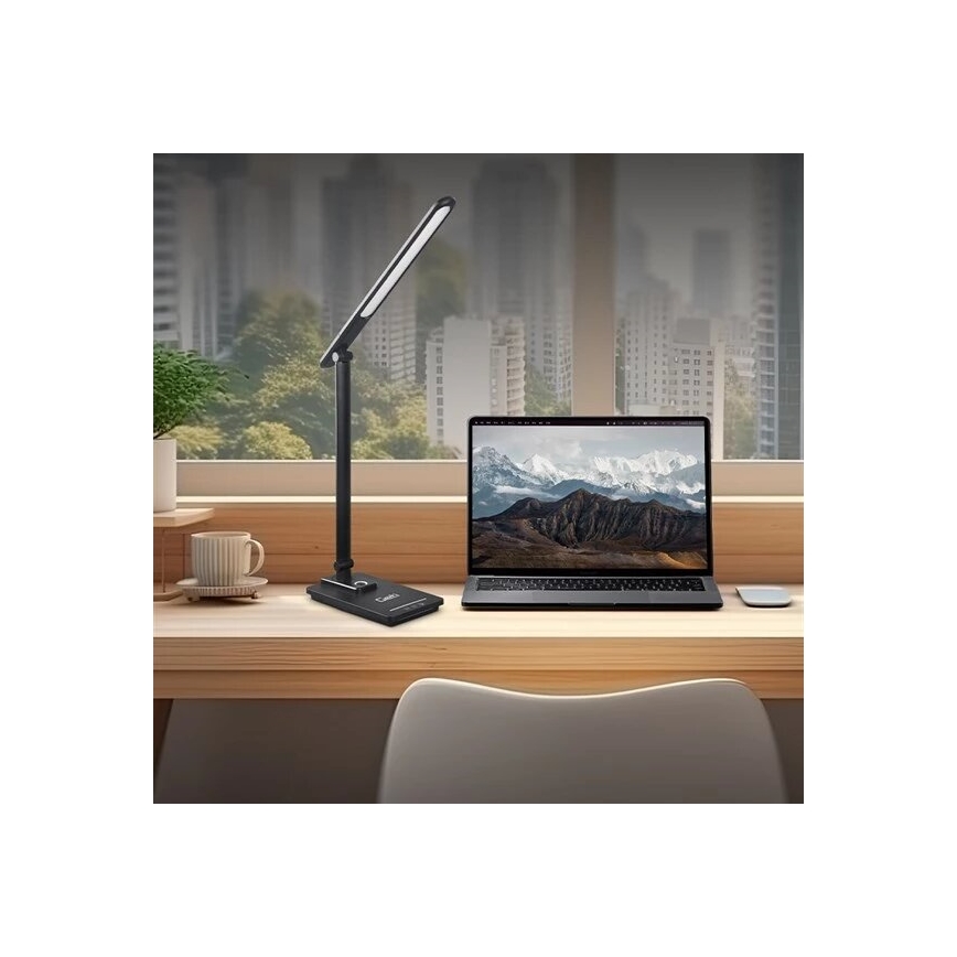 LED Stmívatelná stolní lampa s USB LED/9W/230V 3000K/4000K/5500K černá