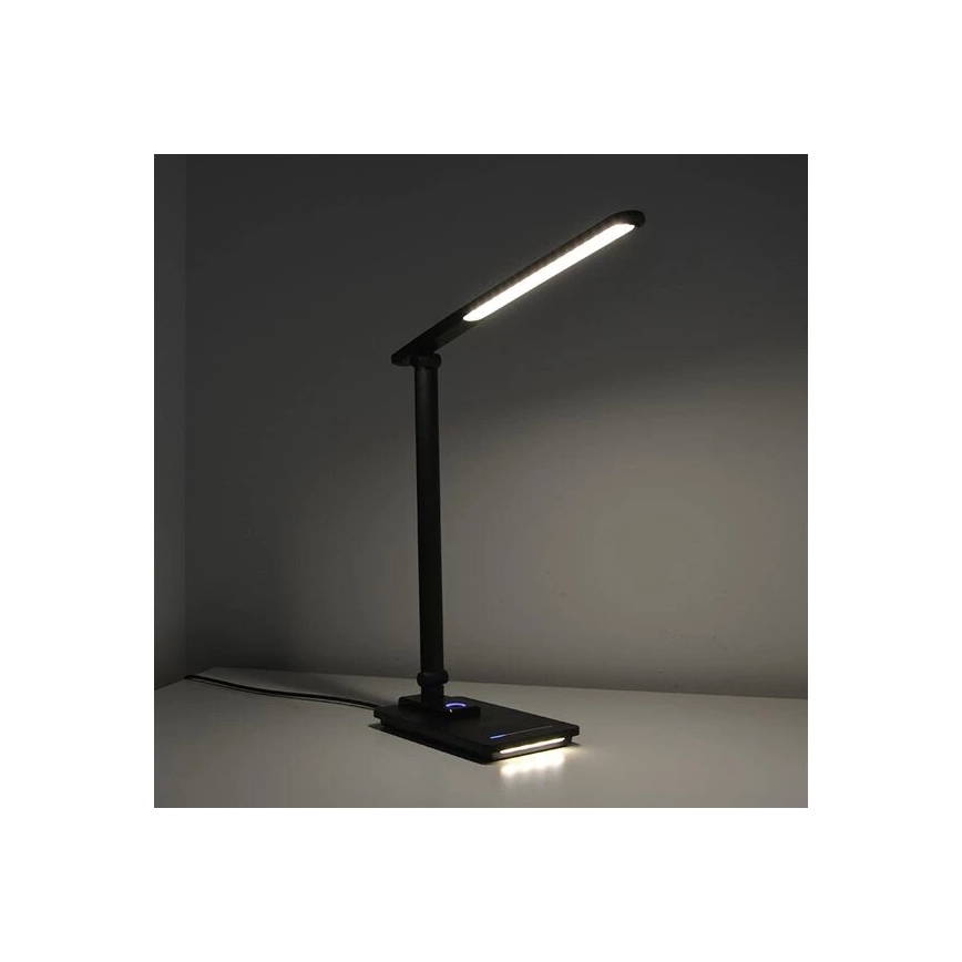 LED Stmívatelná stolní lampa s USB LED/9W/230V 3000K/4000K/5500K černá