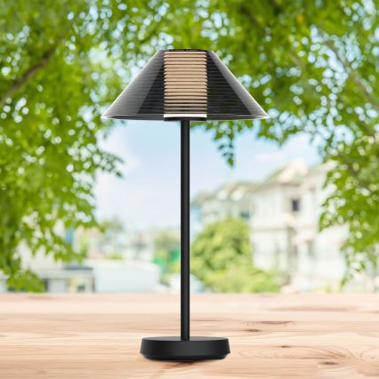 LED Stmívatelná dotyková venkovní stolní lampa SERENGETI LED/3,4W/5V USB 3600 mAh IP44 černá
