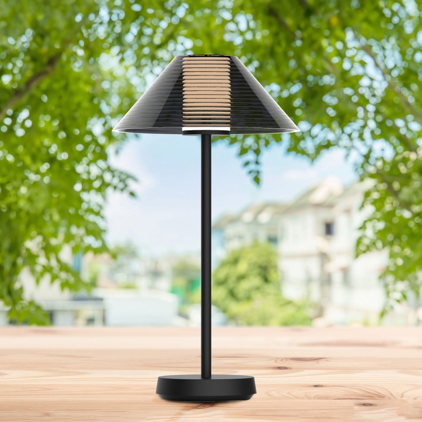 LED Stmívatelná dotyková venkovní stolní lampa SERENGETI LED/3,4W/5V USB 3600 mAh IP44 černá