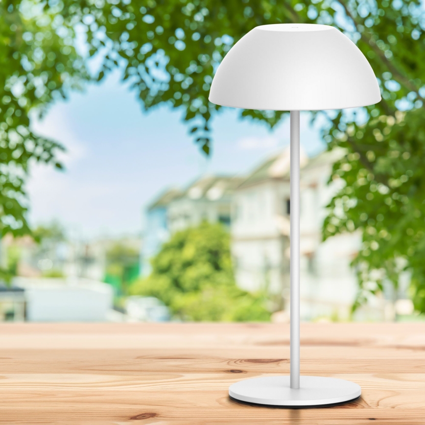 LED Stmívatelná dotyková venkovní stolní lampa TANZANIA LED/1,8W/5V USB 1800 mAh IP44 bílá