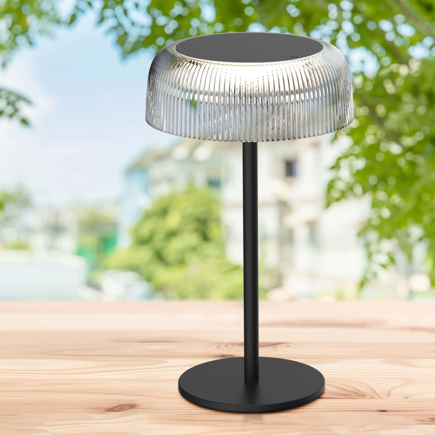 LED Stmívatelná dotyková venkovní stolní lampa TRYPOLIS LED/2W/5V USB 1800 mAh IP44 černá
