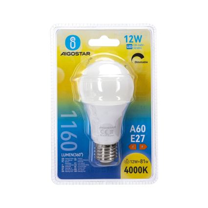 LED Stmívatelná žárovka A60 E27/12W/230V 4000K - Aigostar