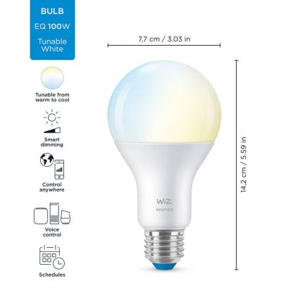 LED Stmívatelná žárovka A67 E27/13W/230V 2700-6500K CRI 90 Wi-Fi - WiZ