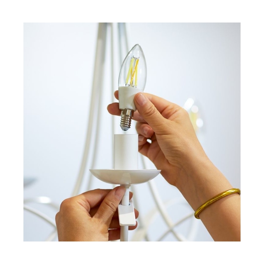 LED Stmívatelná žárovka FILAMENT C35 E14/4,9W/230V 2700-6500K CRI 90 Wi-Fi - WiZ