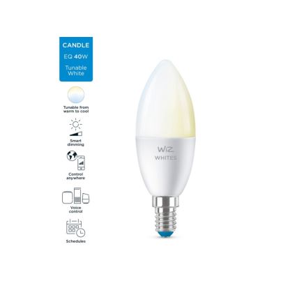 LED Stmívatelná žárovka C37 E14/4,9W/230V 2700-6500K CRI 90 Wi-Fi - WiZ