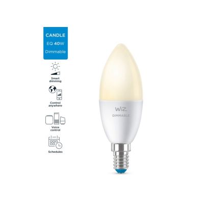 LED Stmívatelná žárovka C37 E14/4,9W/230V 2700K CRI 90 Wi-Fi - WiZ